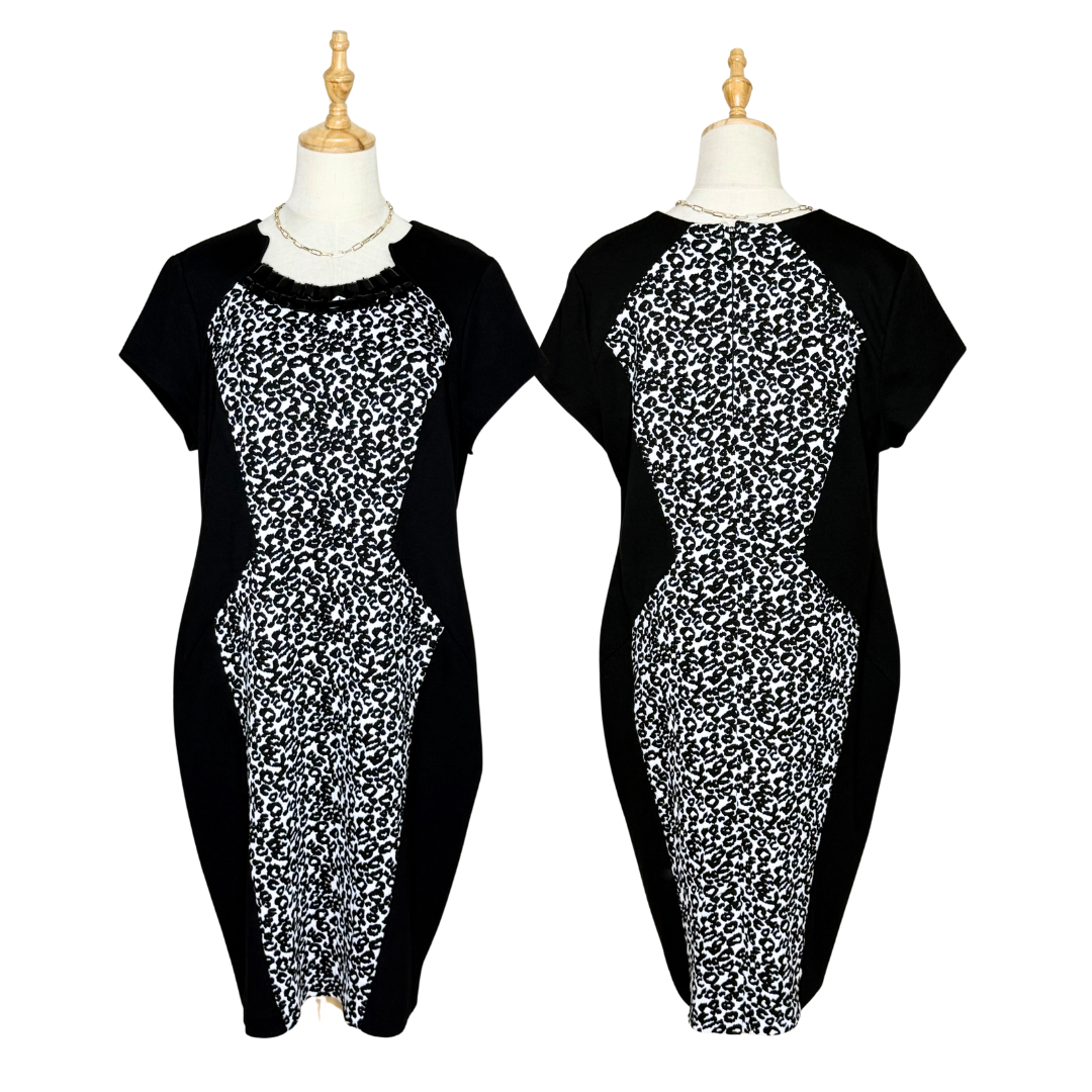 George Black & White Animal Print Tunic Dress (3XL)