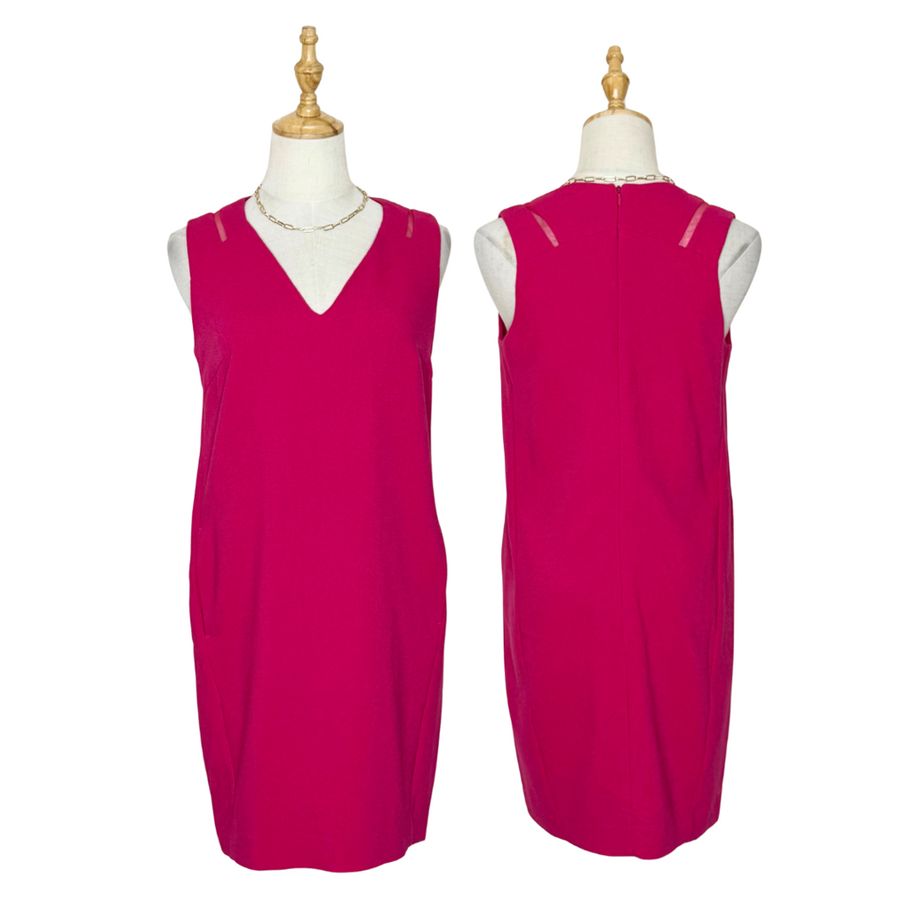Next Bold Pink V-Neck Sleeveless Midi Dress (UK 6 / XS)