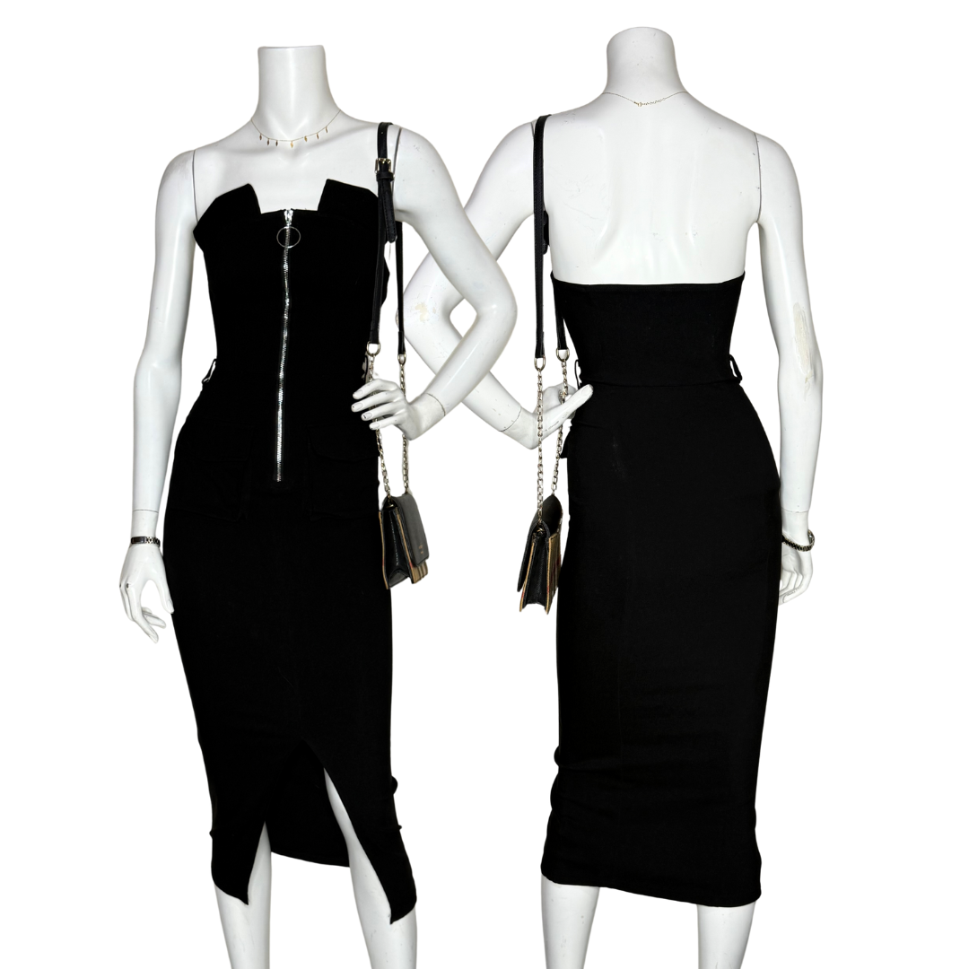 Shein Black Bustier Midi Dress (EU 36 / M)