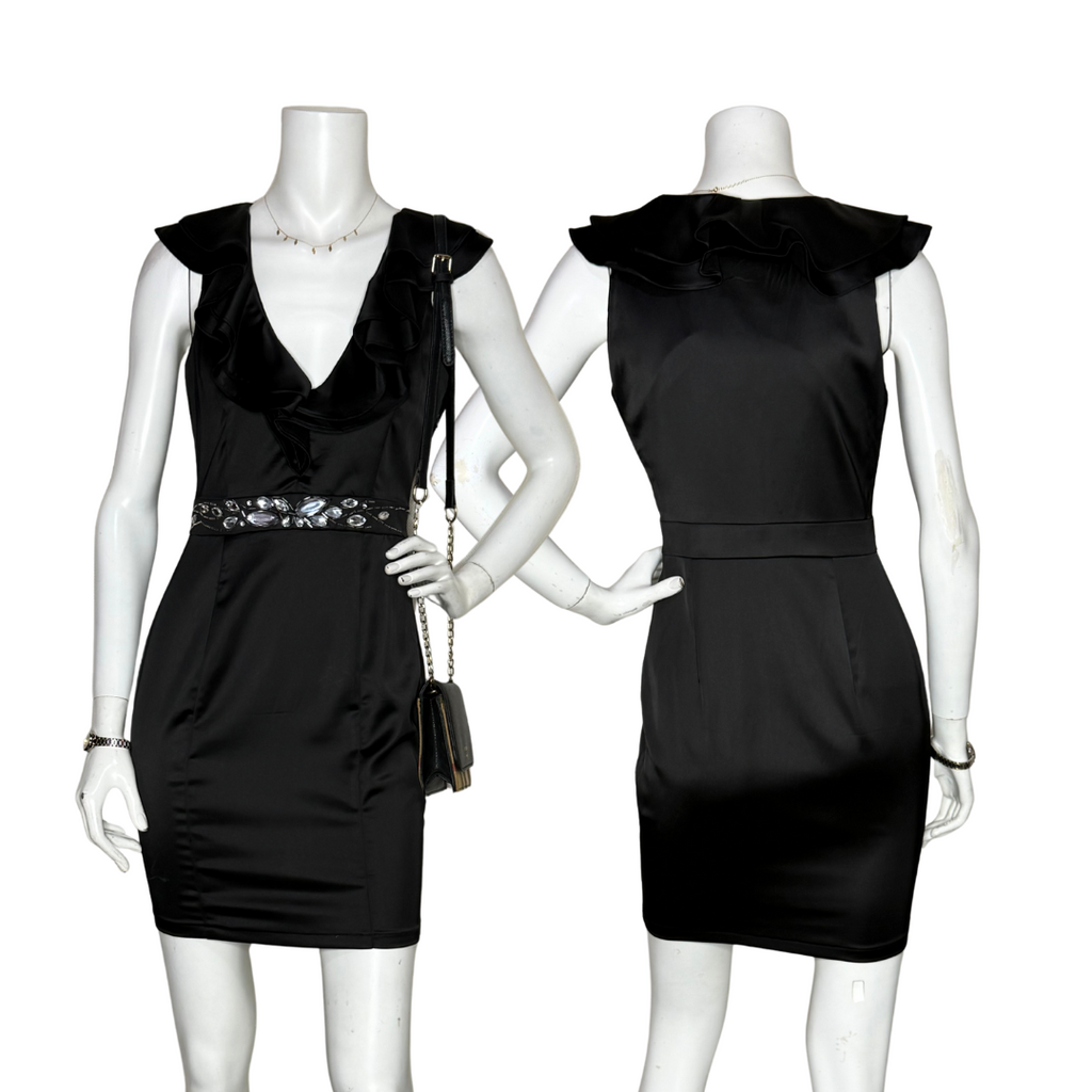 Lipsy London Black Embellished Mini Dress (US 6 / M)