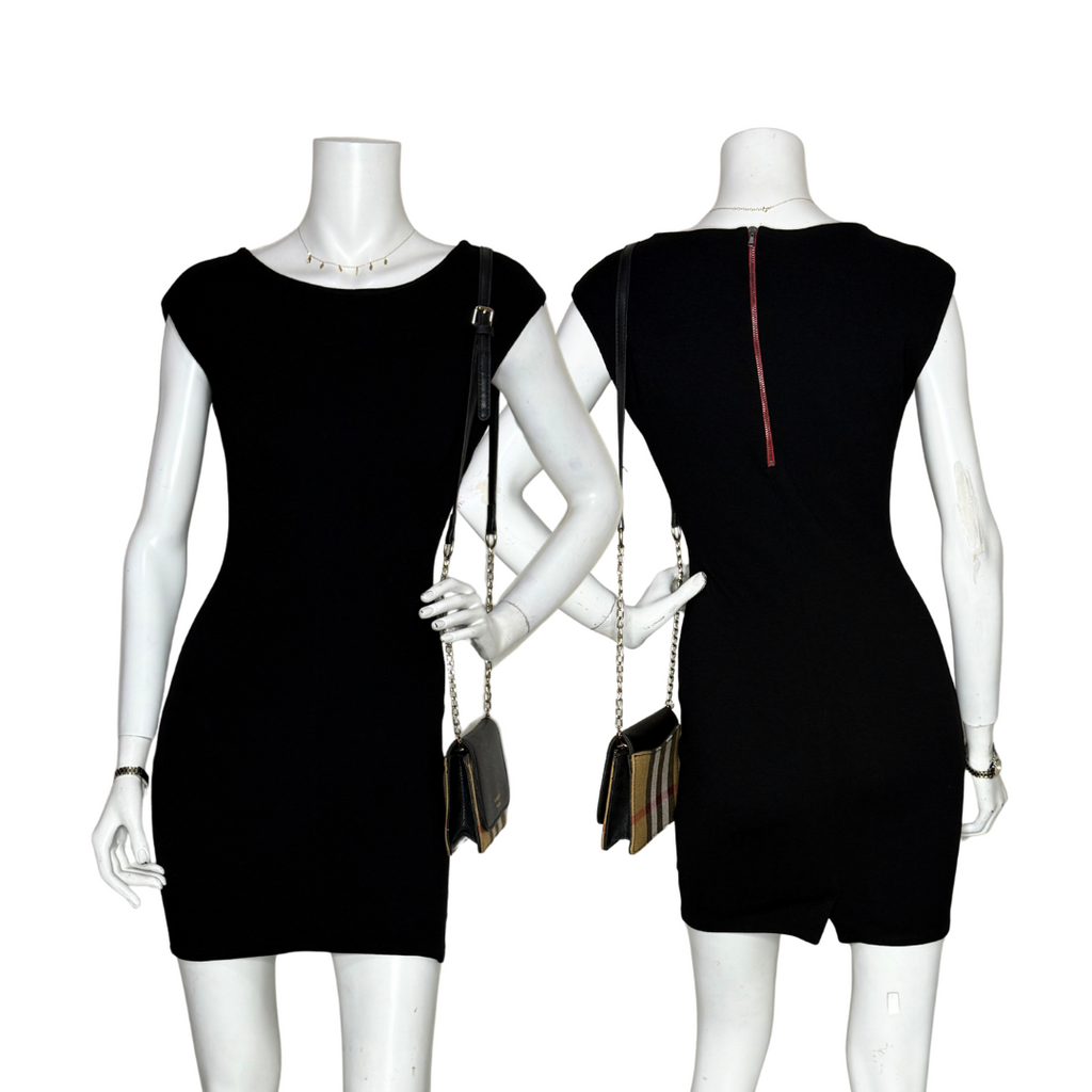 F&F Black Mini Dress with Red Zipper (Small)