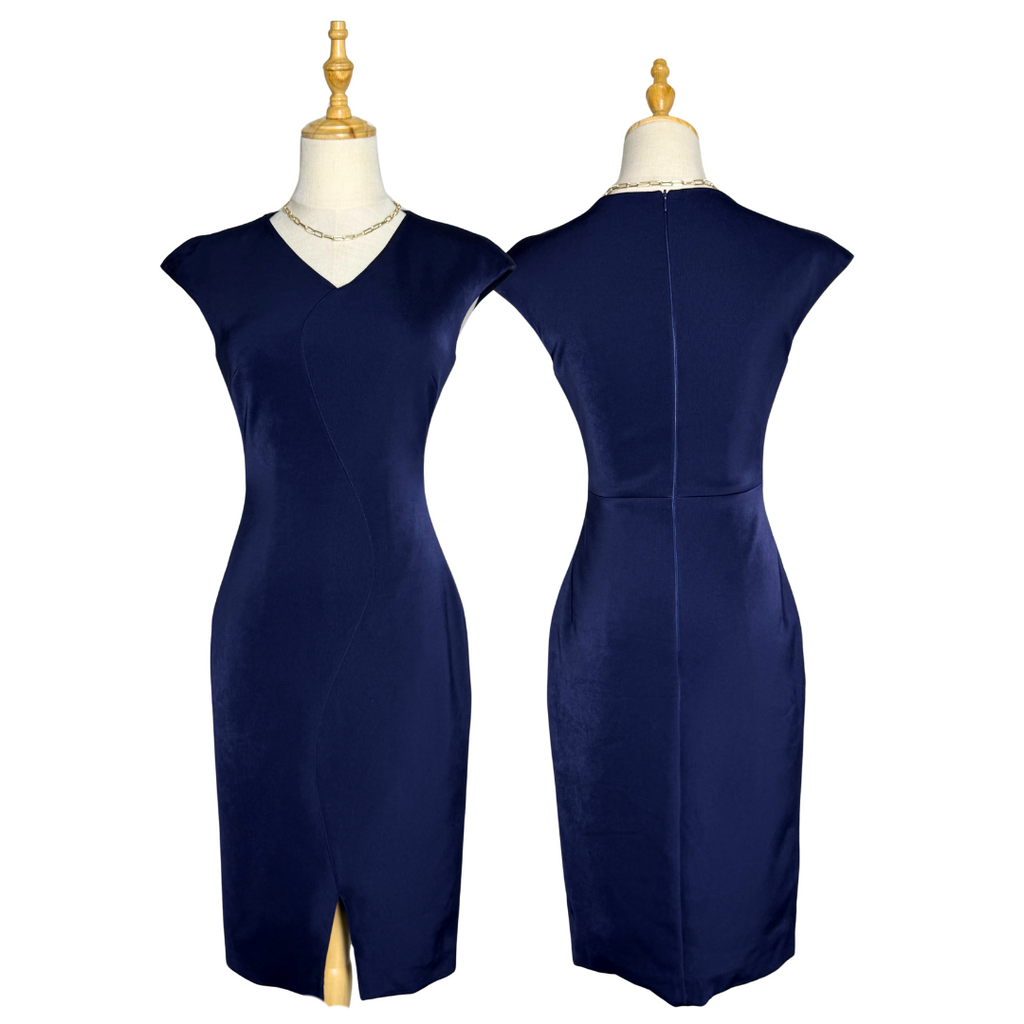 ARIS Navy Blue Sheath Dress (Small)