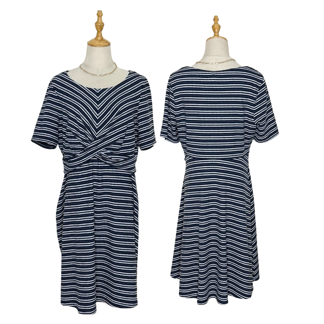Striped Knit Dress with Twist Front (18 / 3XL)