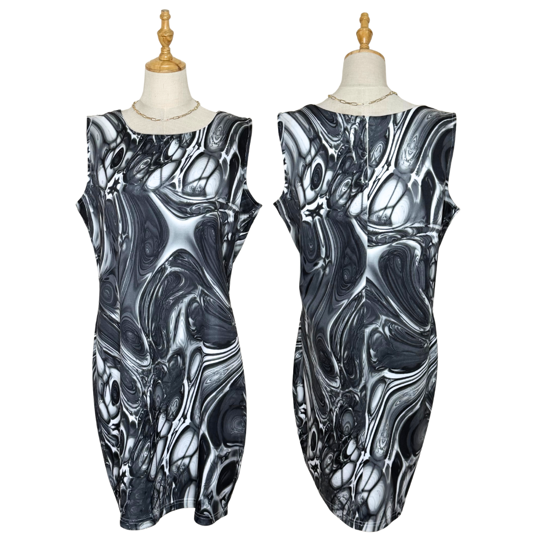 Abstract Swirl Sleeveless Dress (Large)