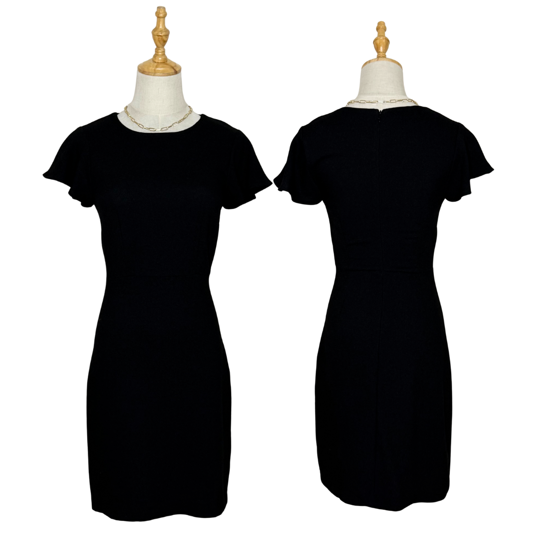 Tokito Elegant Black Mini Dress with Ruffle Sleeves (Small)