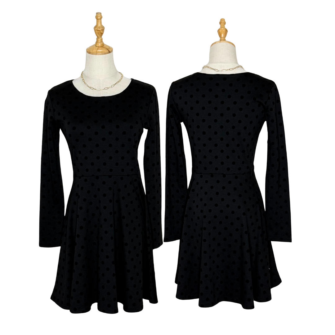 Polka Dot Long-Sleeve Mini Dress (16 / Medium)