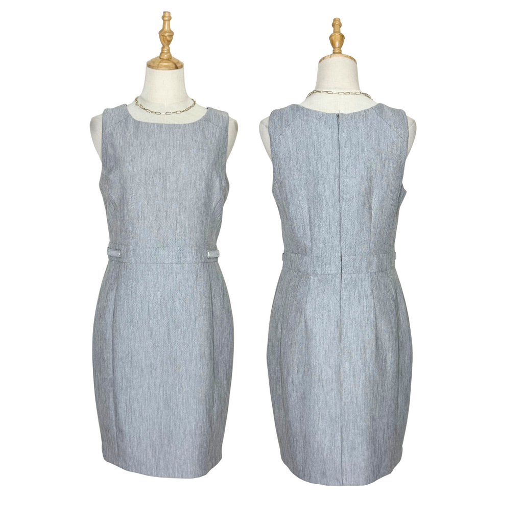 Primark Grey Textured Dress with Silver Belt Detail (UK 12 / Large)