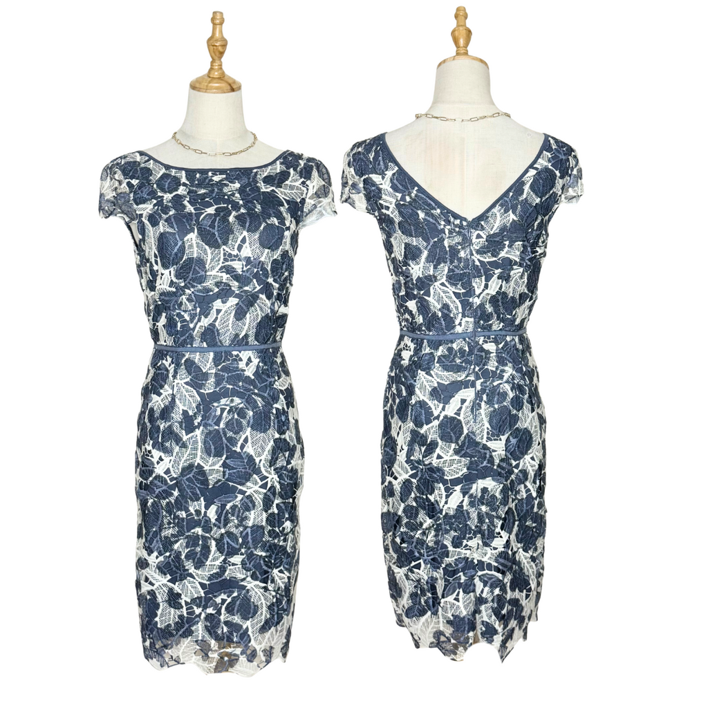 Esprit Navy & White Lace Sheath Dress (UK 8 / Medium)