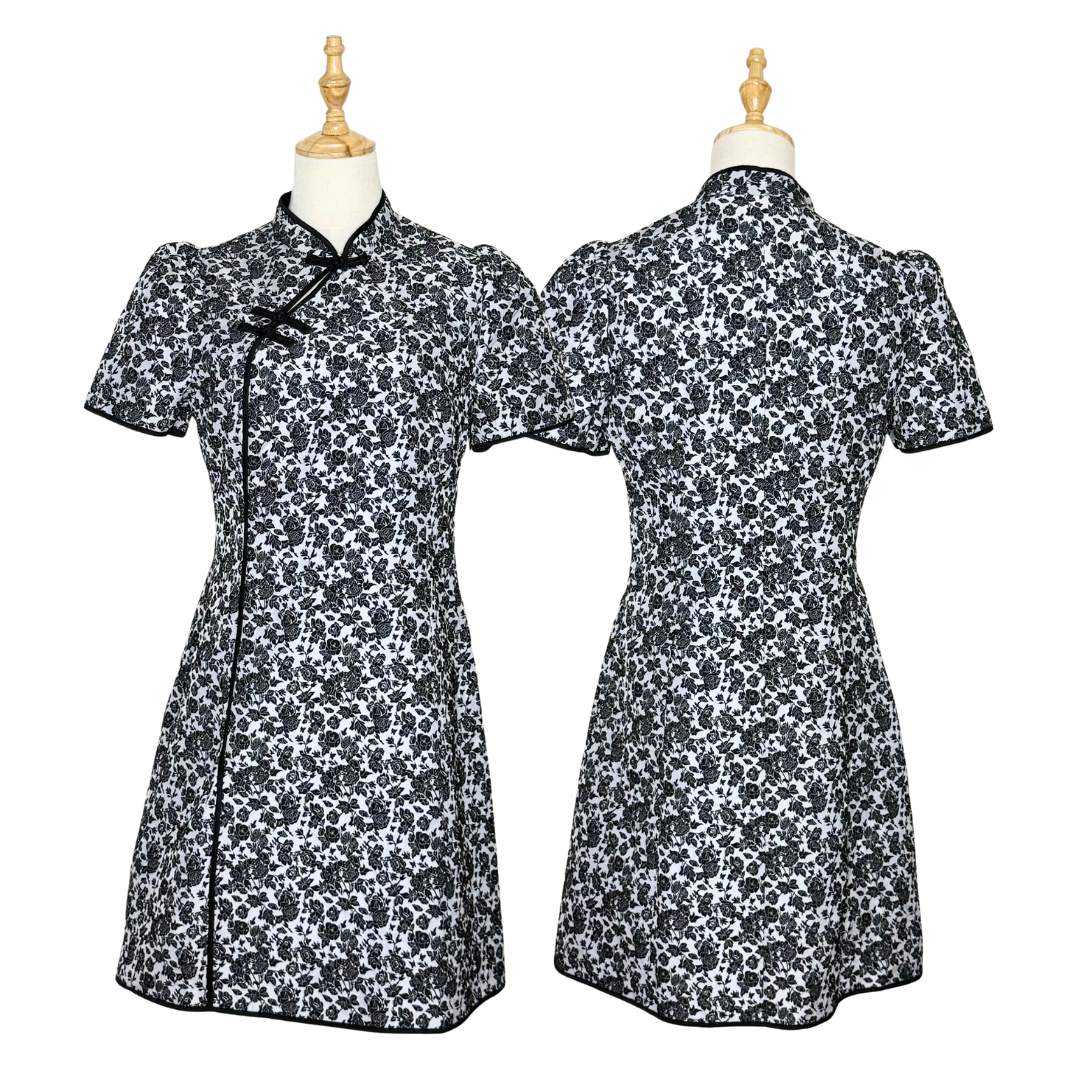 Goelia Black and White Floral Dress (Like New) UK 10 / Medium