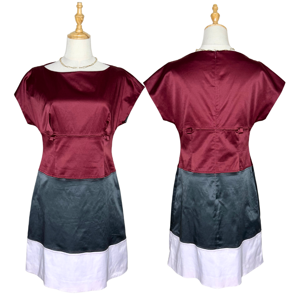 Trucco Maroon & Gray Color-Block Dress (EU 40 / Large)