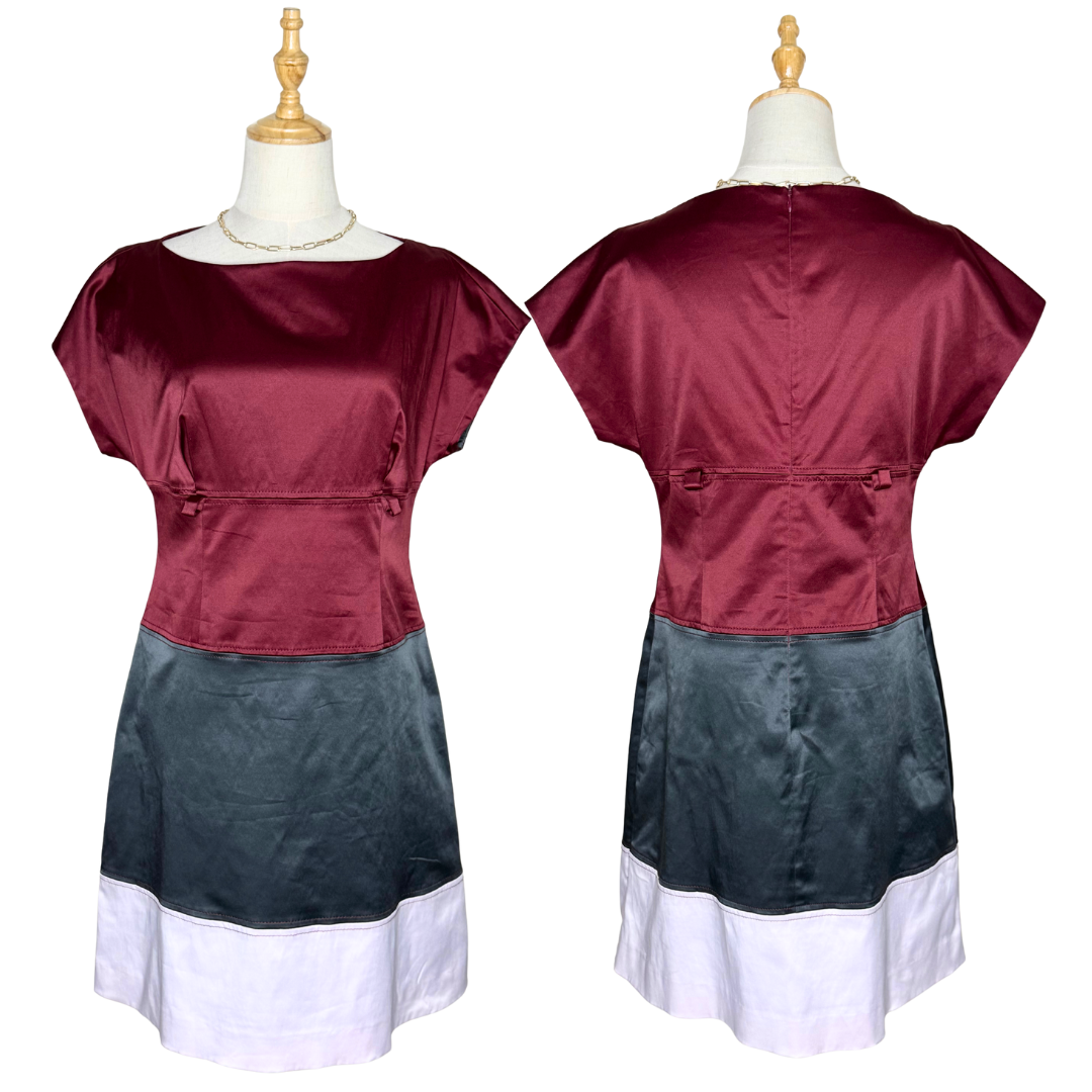Trucco Maroon & Gray Color-Block Dress (EU 40 / Large)
