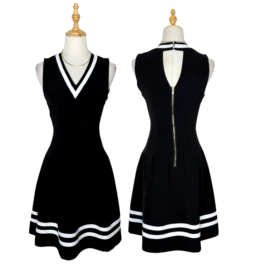 H&M Black & White A-Line Dress (US 6 / Small)