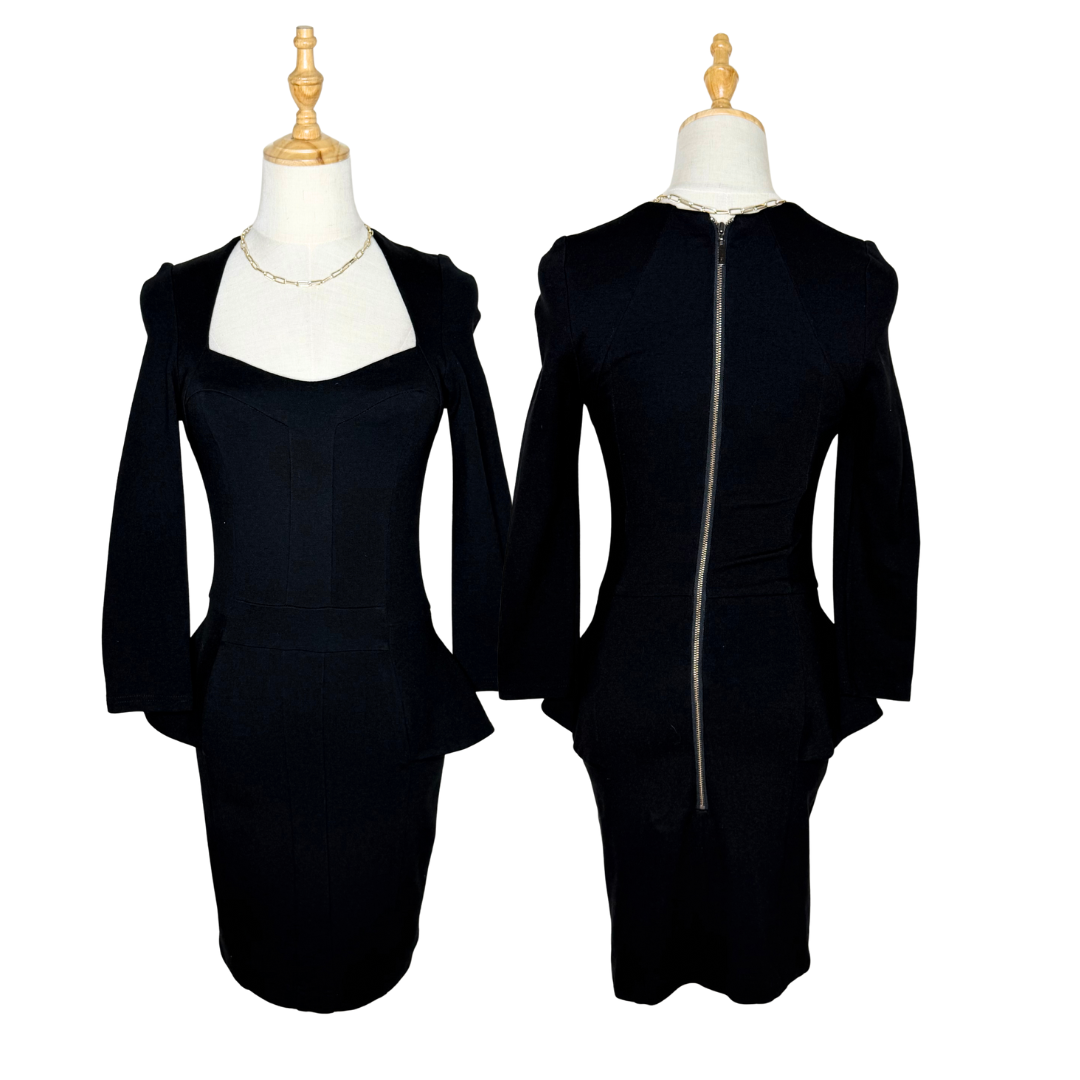 Cue Australia Black Long-Sleeve Dress (AU 6 / 2XS)